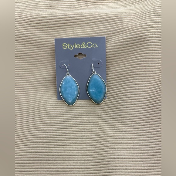 SBLU LG STONE DROP Style & Co. Blue Earrings - Picture 1 of 6
